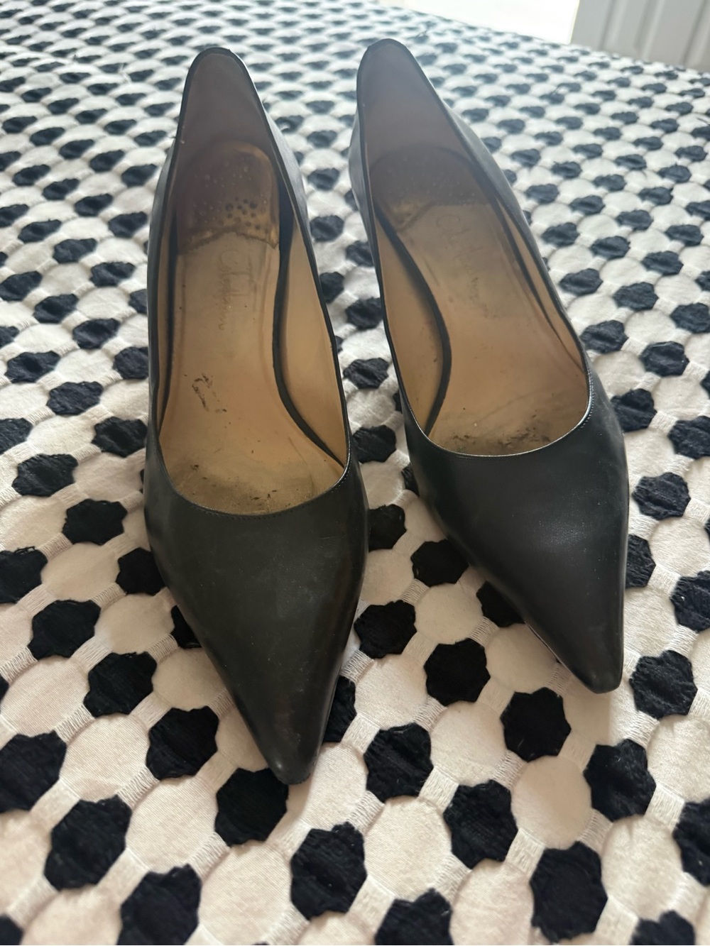 Cole Haan Black Leather Pointed Toe Pumps - Picture 3 of 6